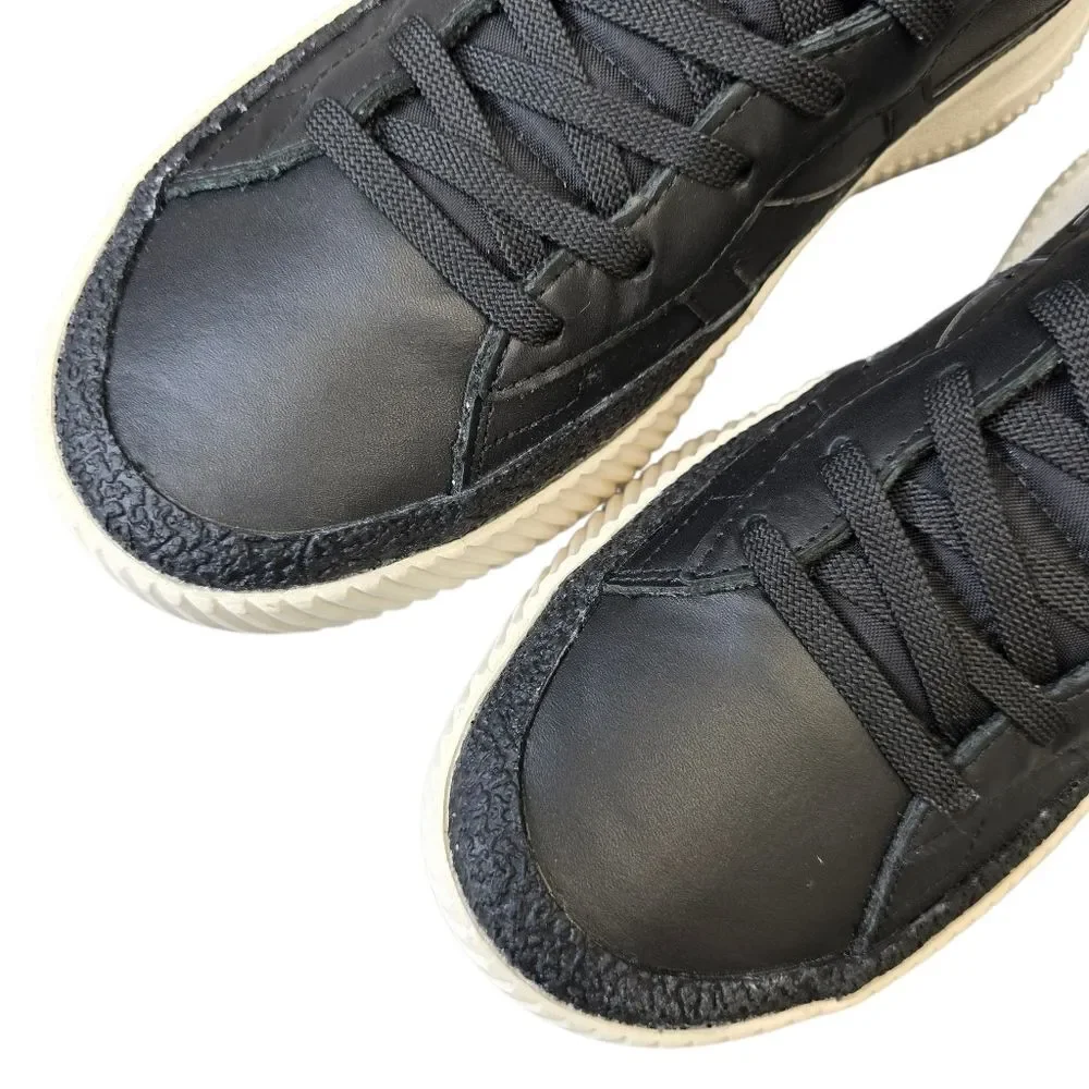 Brandblack Men’s 8.5 Black Leather Low Top Casual Streetwear Sneakers Shoes